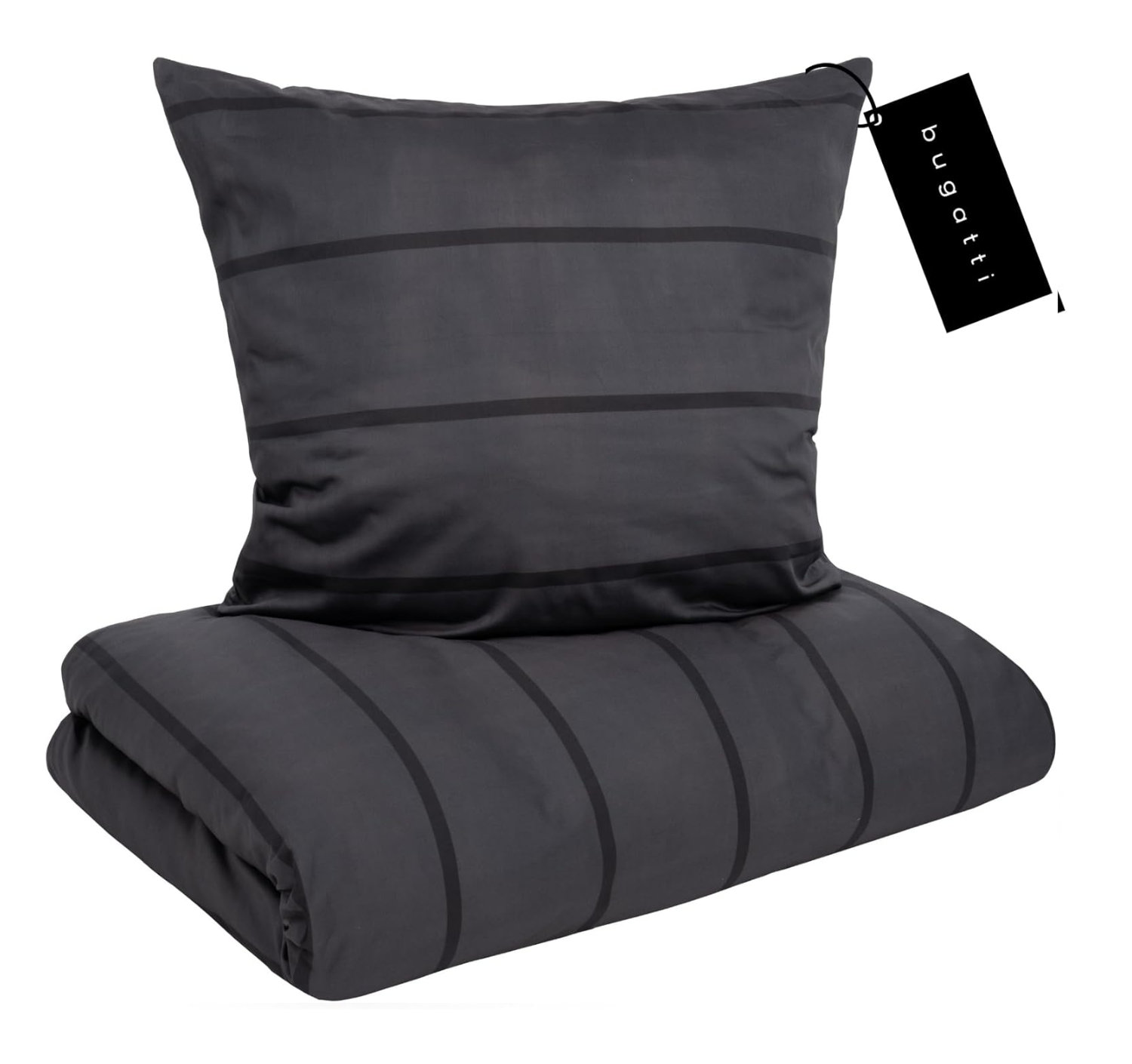 Povle�en� - bugatti - Stripe - Mako Bavln�n� Sat�n - Loft Style - Antracitov� / �ern�