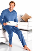 Pánské Pyžamo - Modrá - Jersey - Luxury Style
