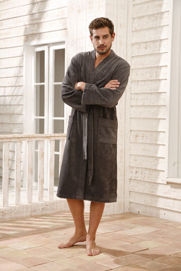 Pnsk Wellness upan - Kimono - Antracit - Multi - Bavlna & Bambus