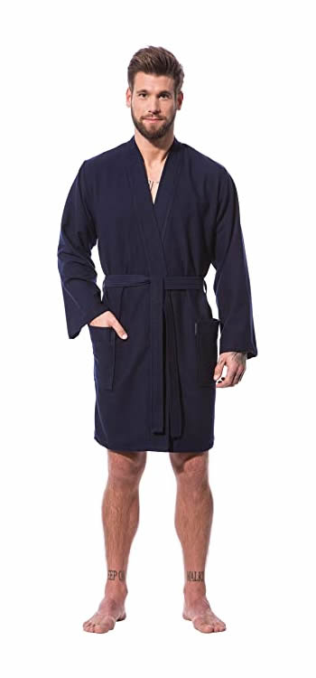 Pnsk Wellness upan Kimono Leif - Modr - Lehk - Bavlna & Bambus