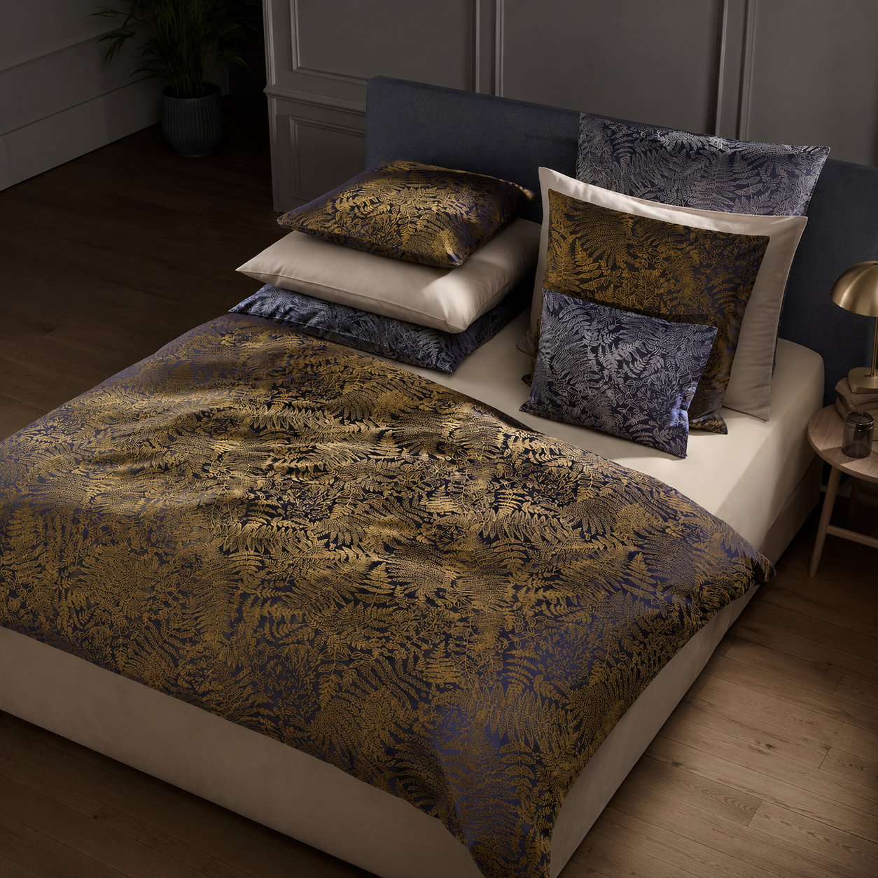 Luxusn� Povle�en� - Christian Fischbacher - Farn - Kaprad� - Zlat� - Luxury Jaquard