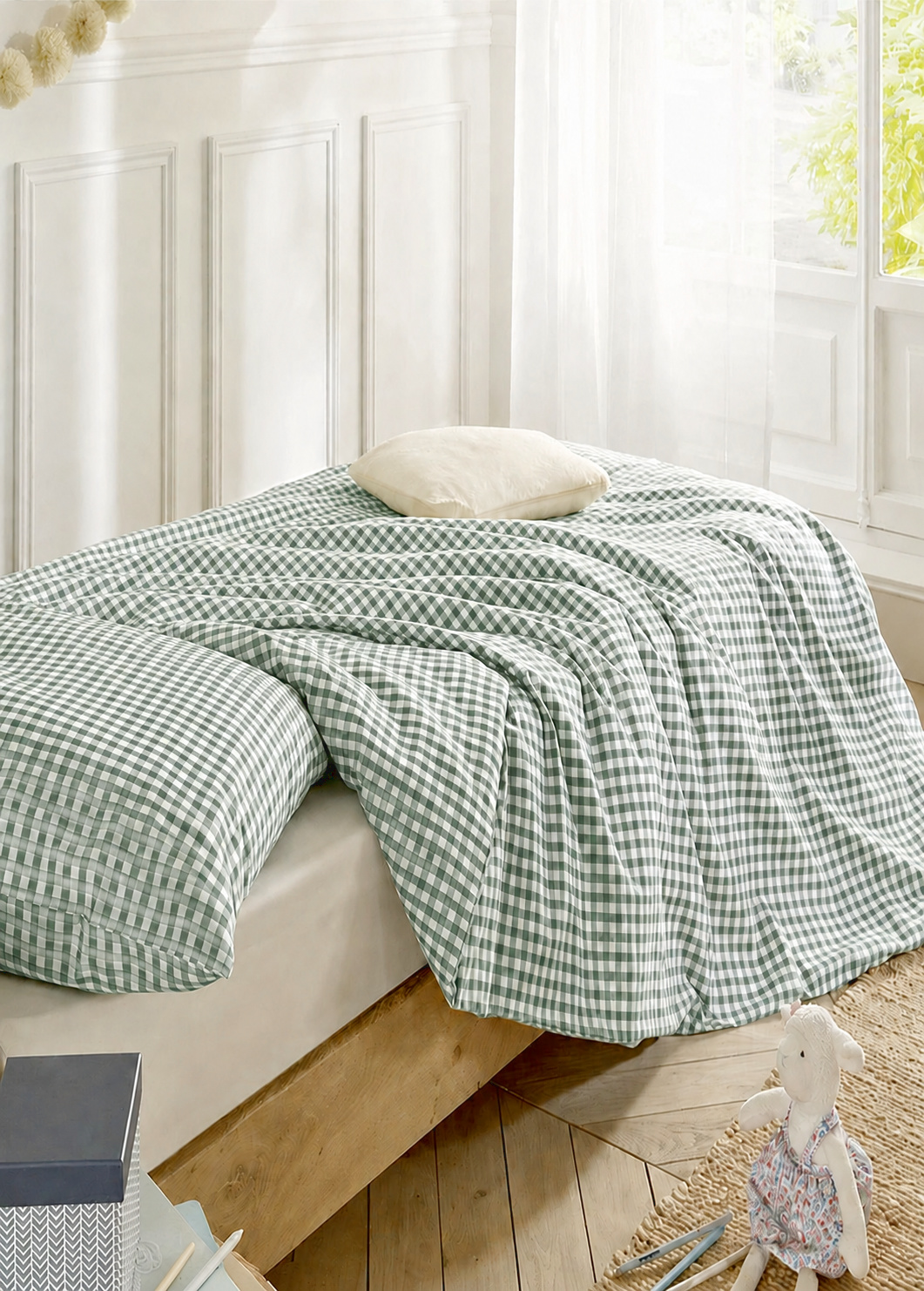 Luxusn� Povle�en� D�tsk� Christian Fischbacher - Bavln�n� K�ro Vichy - Zelen� - Swiss Cotton