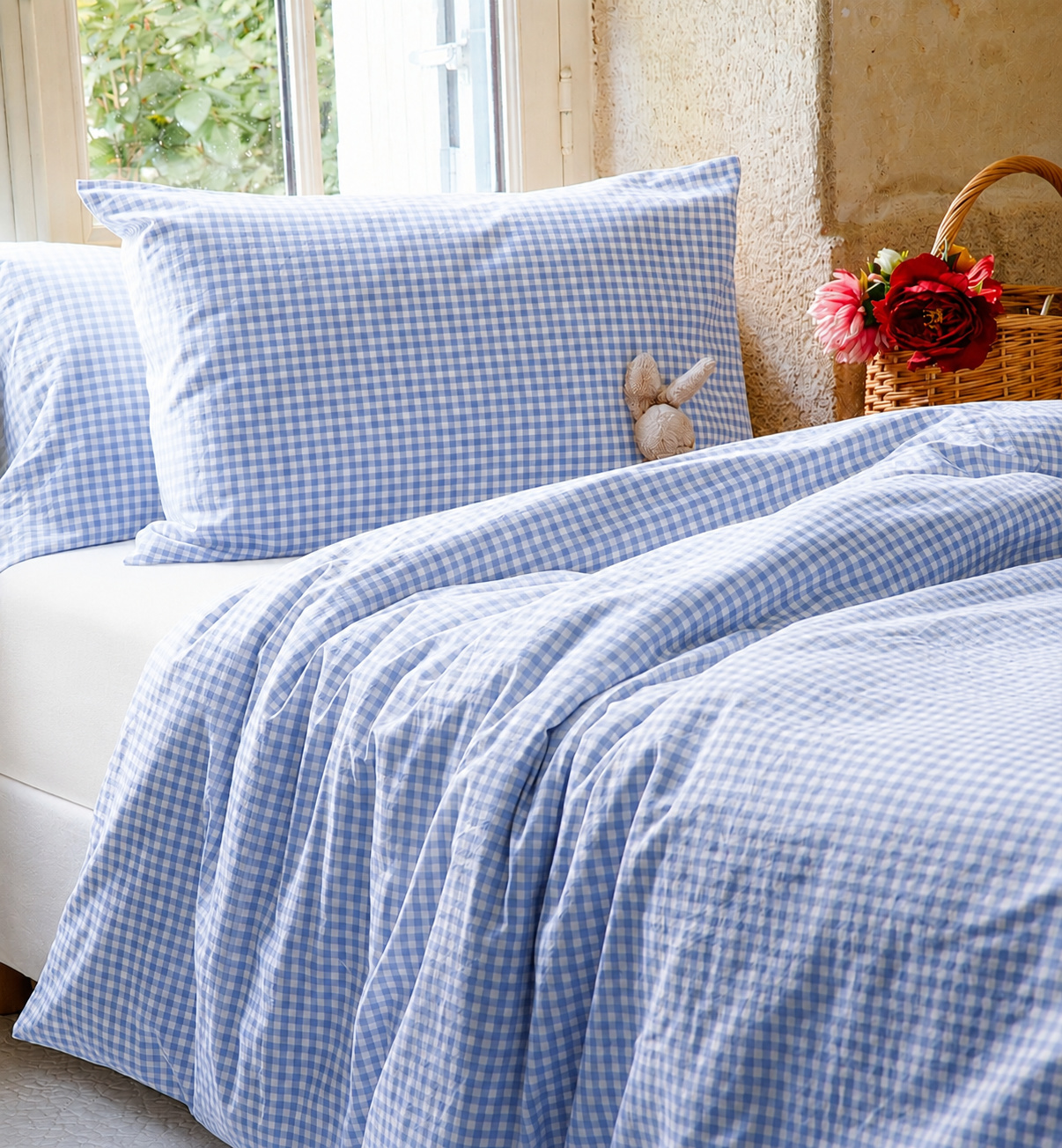 Luxusn� Povle�en� D�tsk� Christian Fischbacher - Bavln�n� K�ro Vichy - Modr� - Swiss Cotton