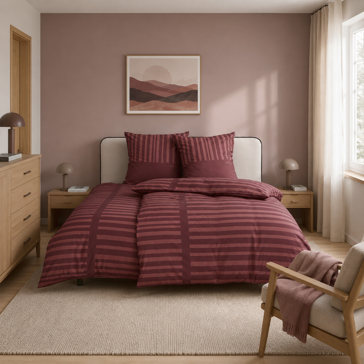 Povle�en� - s.Oliver - SoHo Burgundy - Mako Bavln�n� Sat�n - New York Style